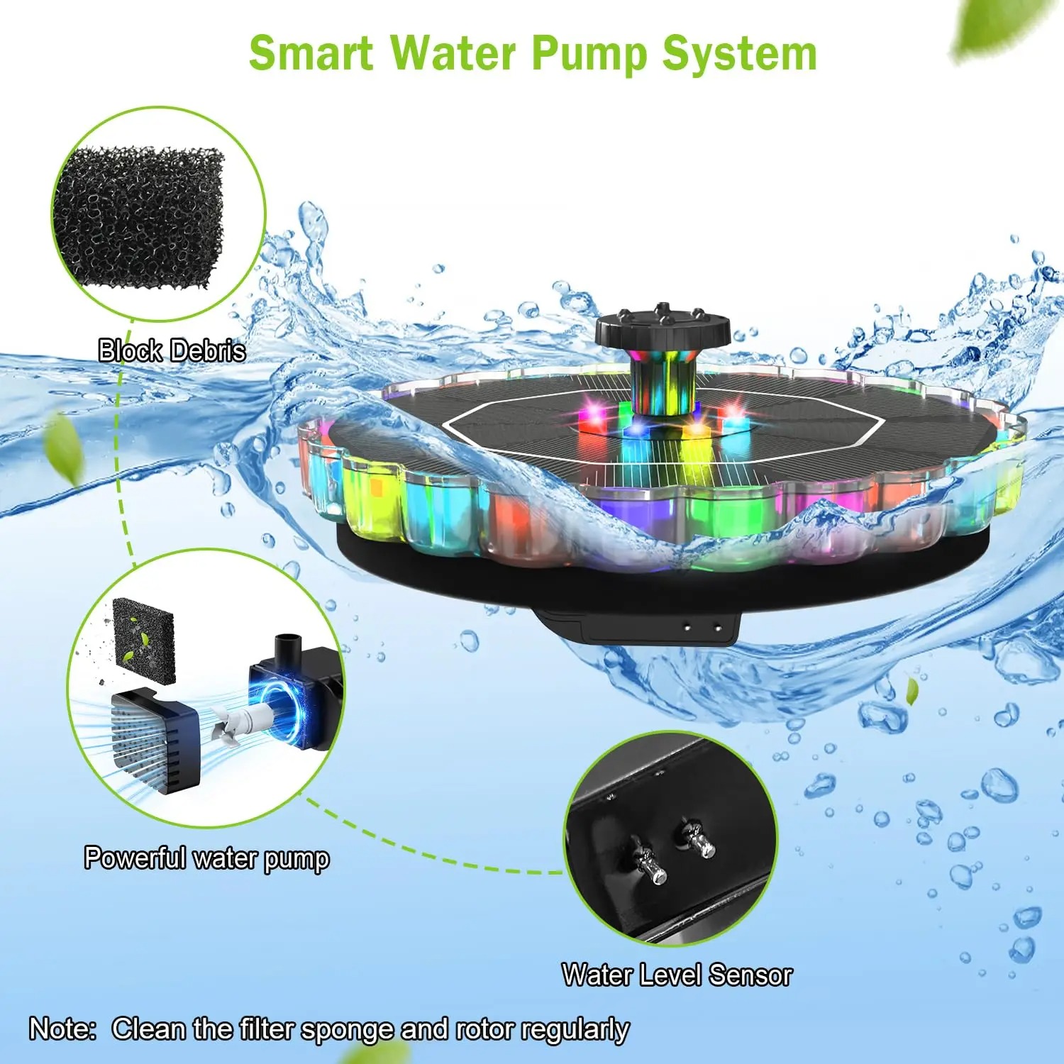 Solar Water Fountain Solar Pow - Floating Solar Fountain Water Pump 评论和价格